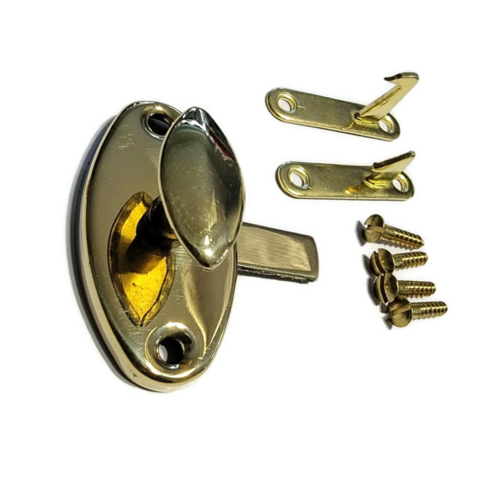 Brass Latch - Stamped Brass Hoosier Oval Style Latch - Hoosier Cabinet