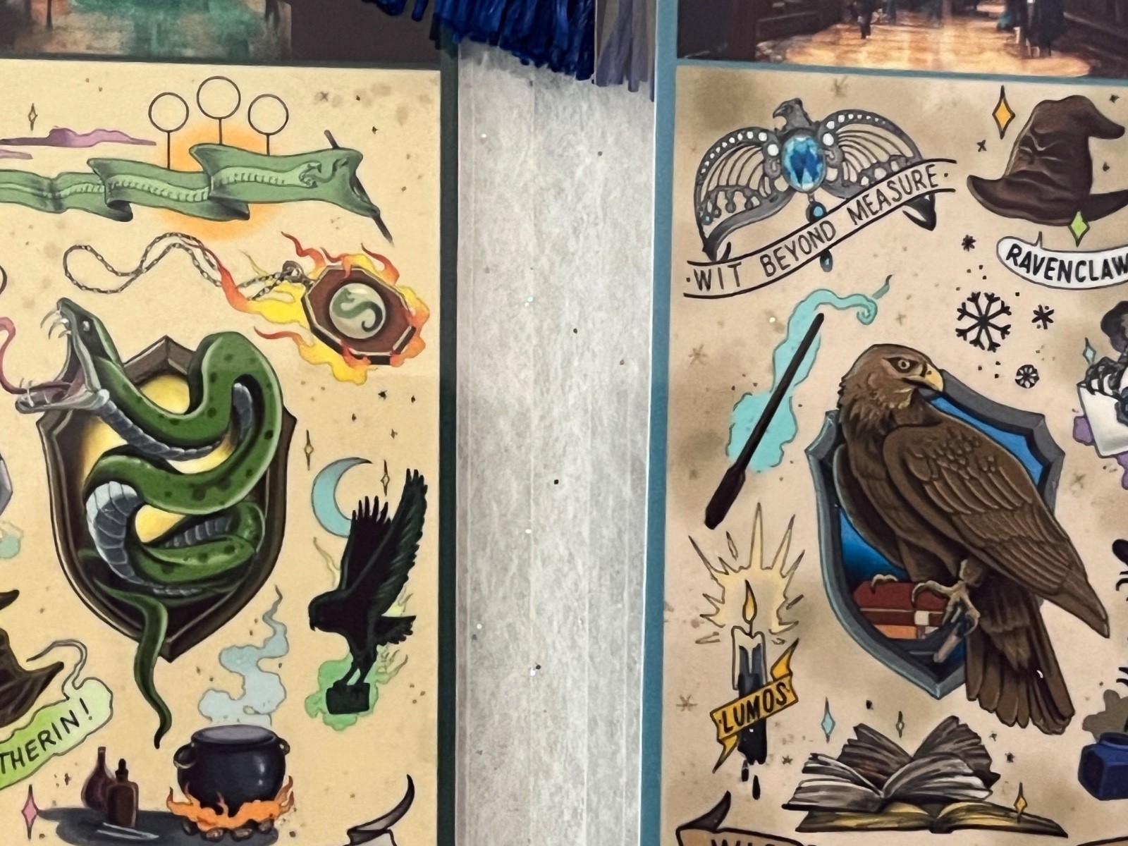 HARRY POTTER HOGWART HOUSES BOOKMARKS SET OF 4 LAMINATED WITH TASSELS HANDMADE