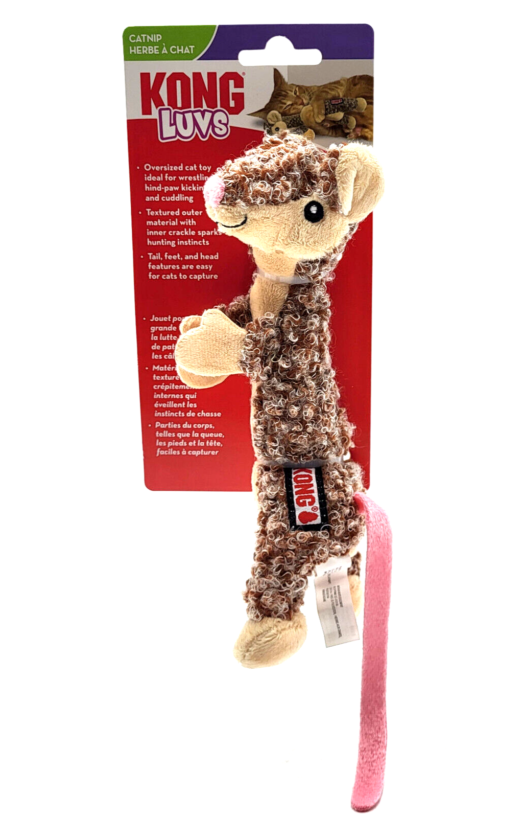 Kong Luvs Mouse Soft Crackling Interactive Catnip Cat Toy 7"