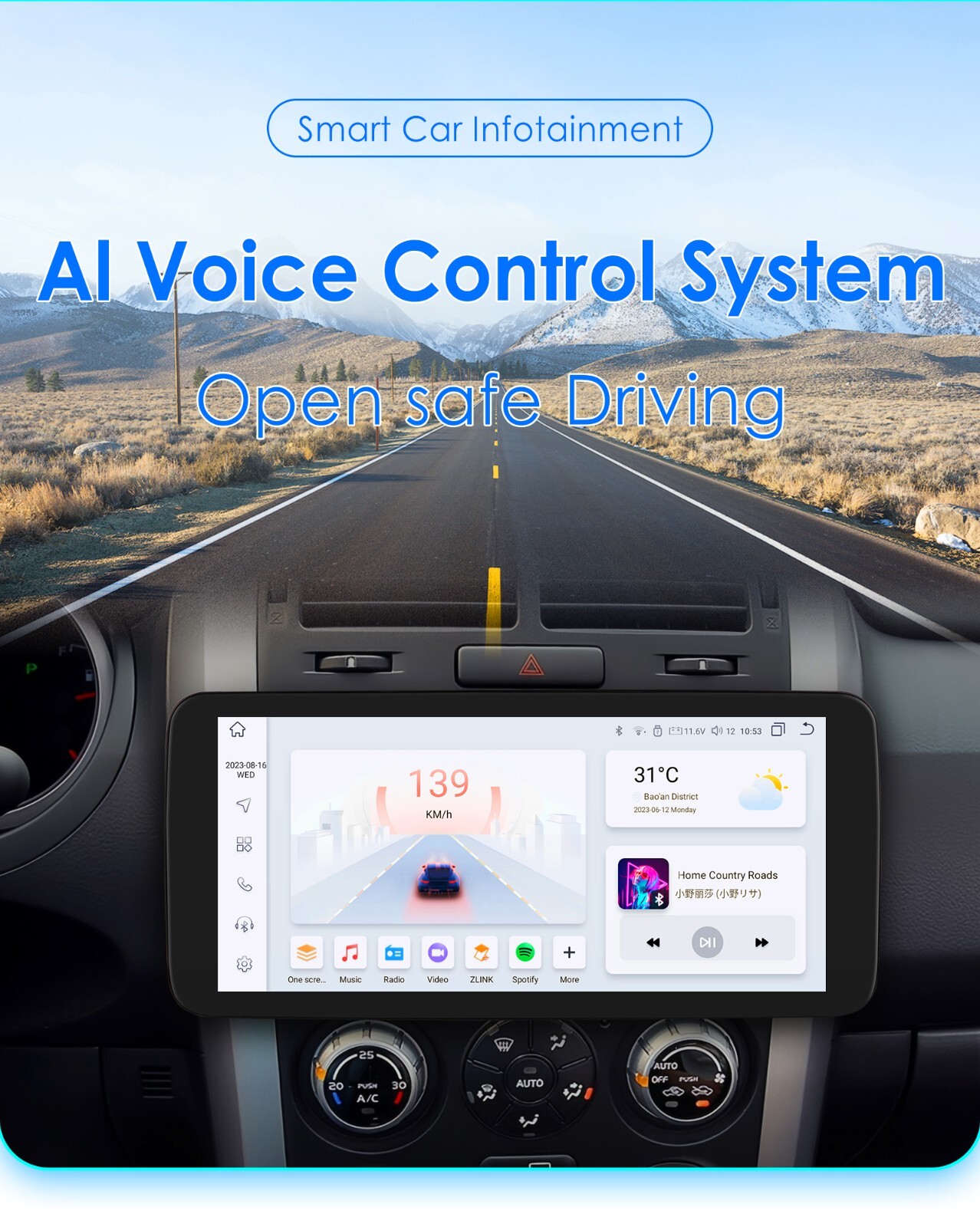 10.33” 6+64GB Android 8Core Single 1 DIN Apple Carplay Car Stereo Radio GPS DSP