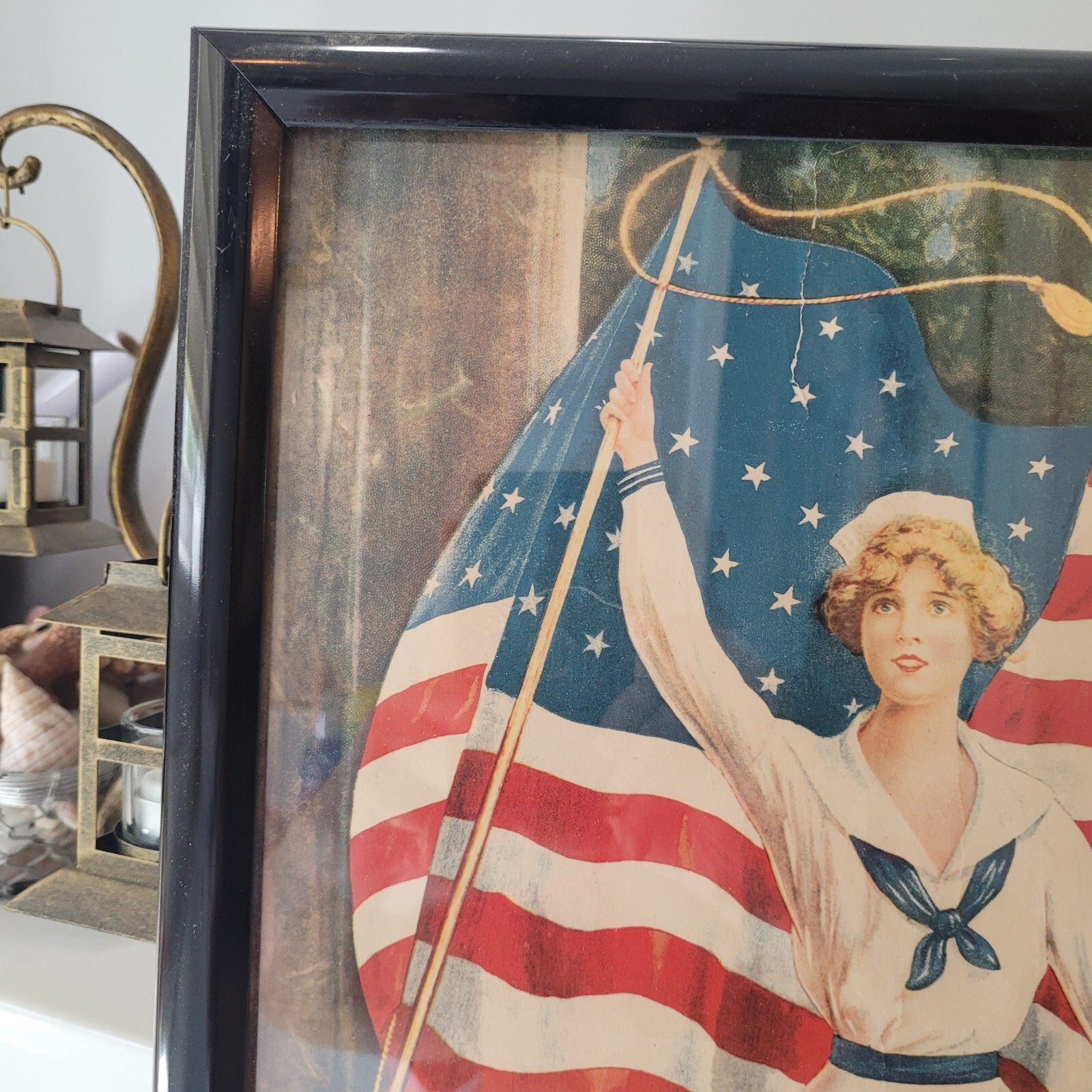 Antique Original WWI Poster Flag of Freedom 1918 21" x 17" Framed USA *READ*