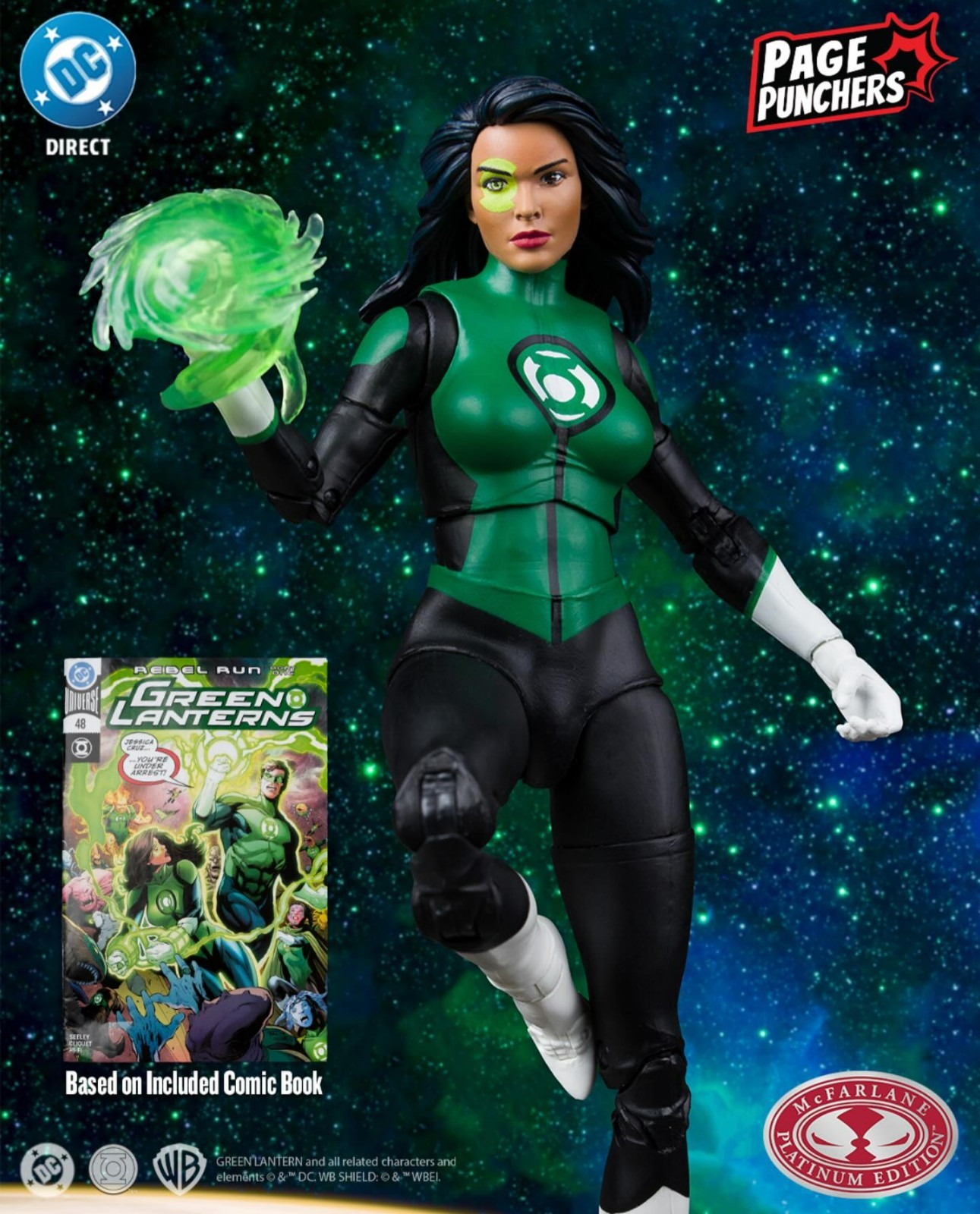 McFarlane DC DIRECT PAGE PUNCHER JESSICA CRUZ PLATINUM CHASE IN HAND Not Mint
