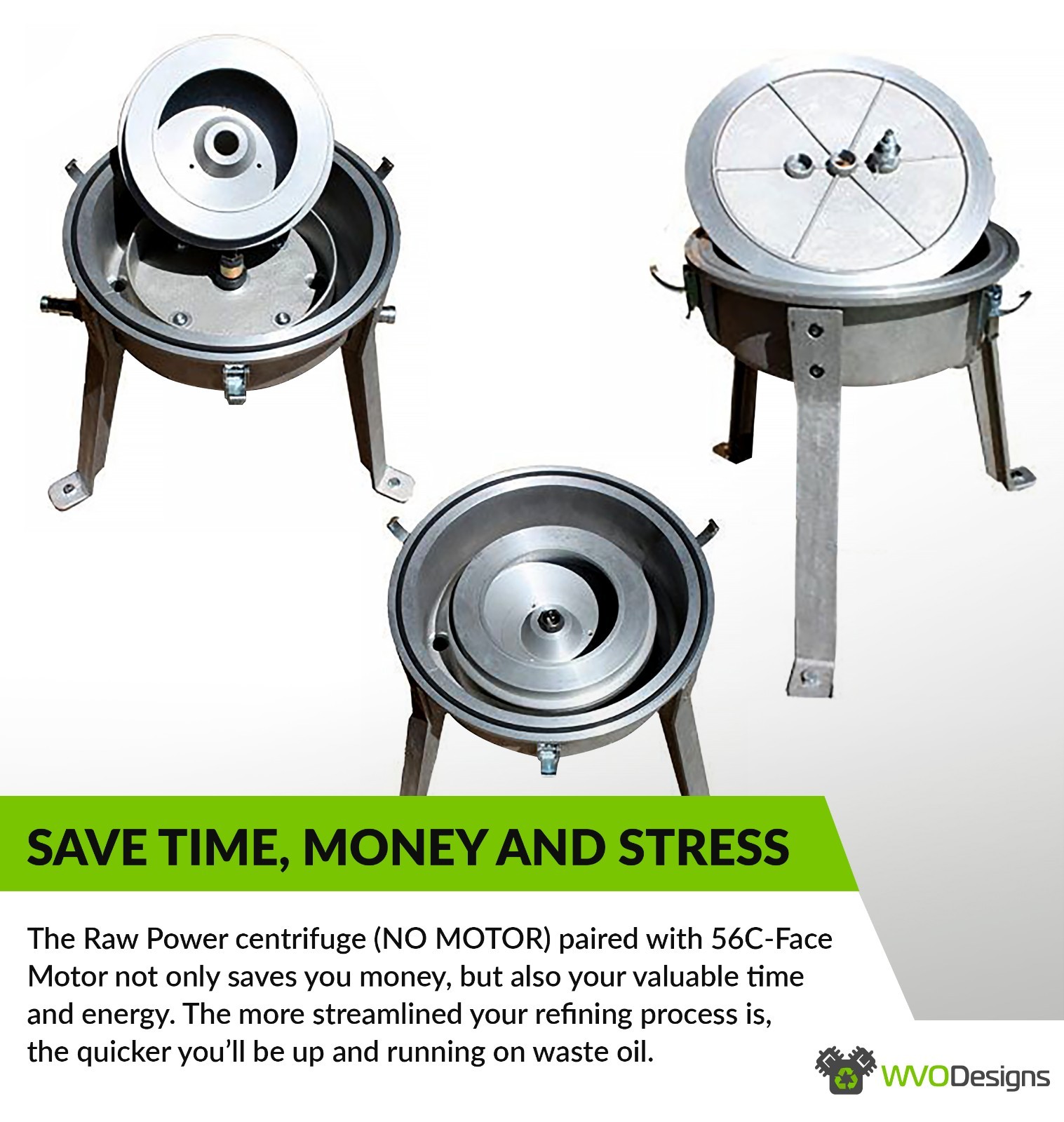 WVO Designs Waste Oil Centrifuge, Cleans Waste Vegetable Oils & Other Fluids