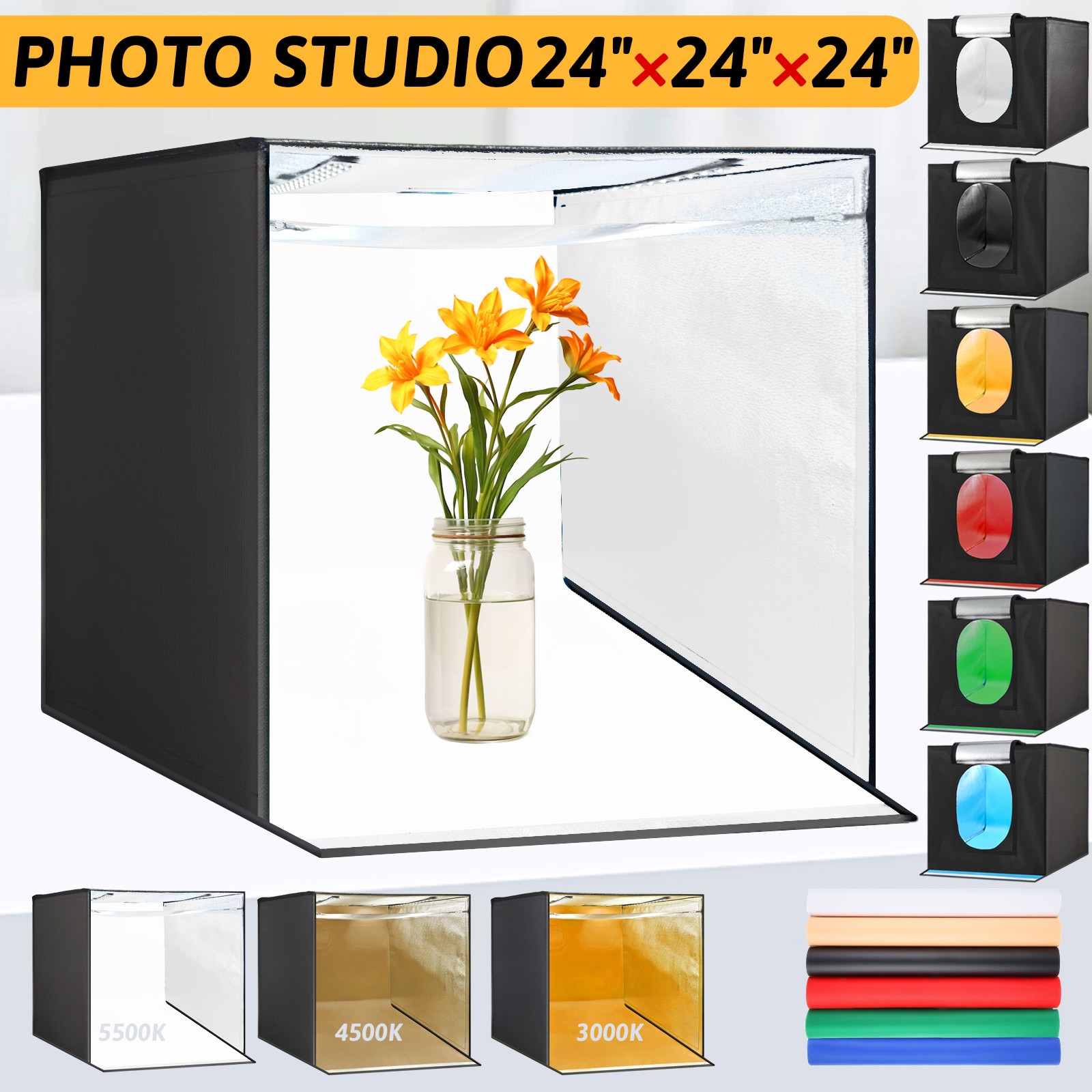 24"x24" Foldable LED Photo Light Box Tent Large Portable Cube Studio Photography