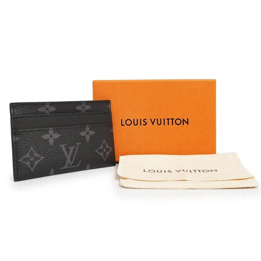 LOUIS VUITTON Porte Cartes Double Card Holder Monogram Eclipse Black M62170