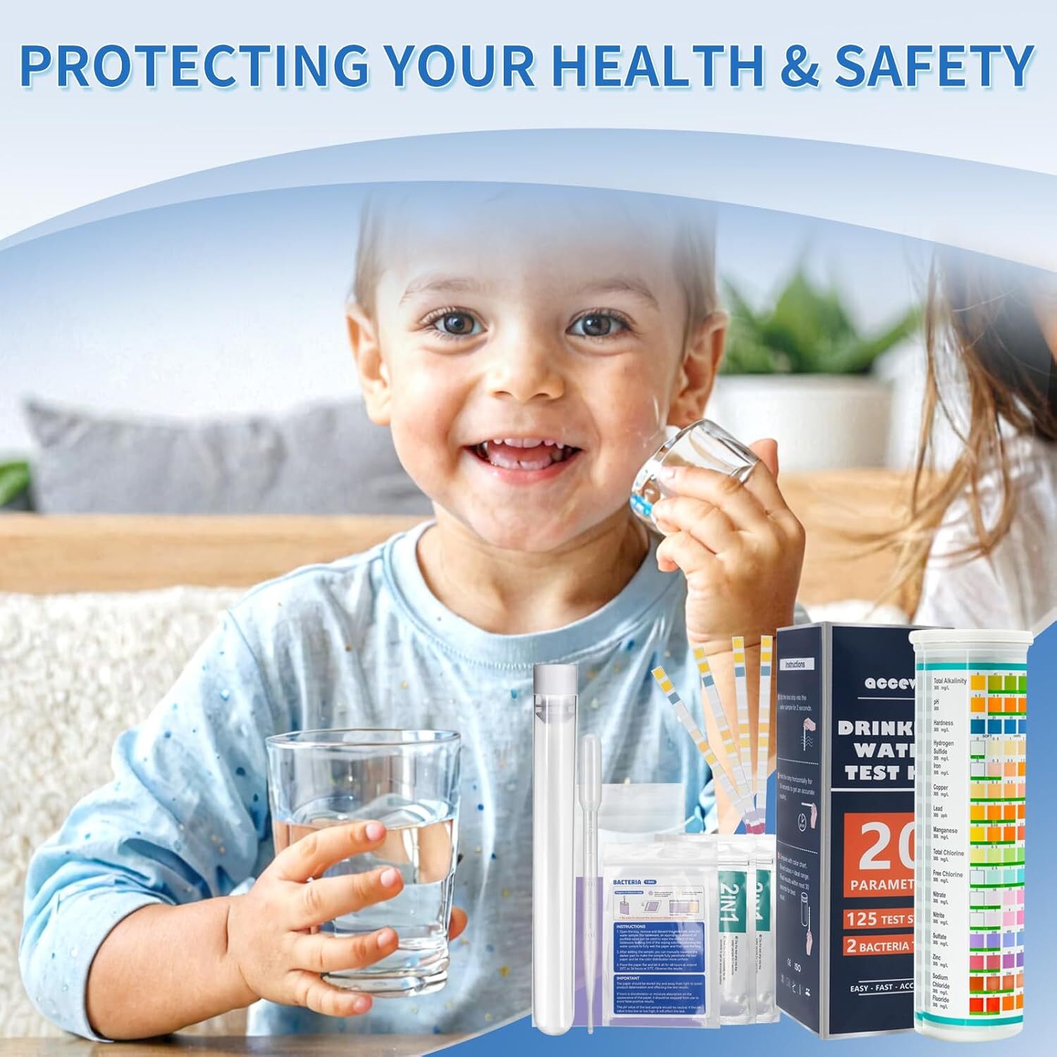20 in 1 Complete Drinking Water Test Kits 125 Strips-Well Tap Home City W