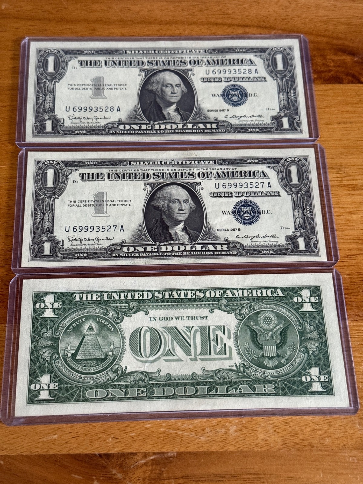 SET OF 3 Sequential • 1957 $1 Silver Certificates • CRISP GEM UNCIRCULATED NOTES