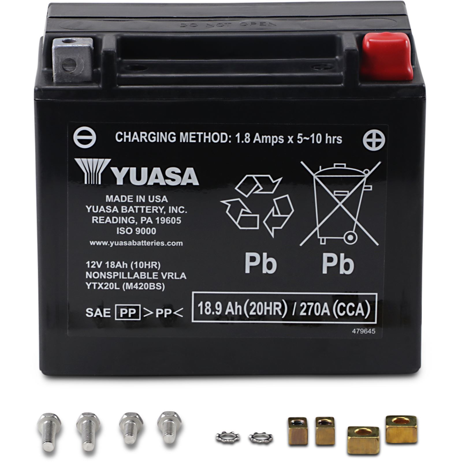Yuasa AGM Maintenance-Free VRLA Battery for PWC YTX20L YUAM420BS
