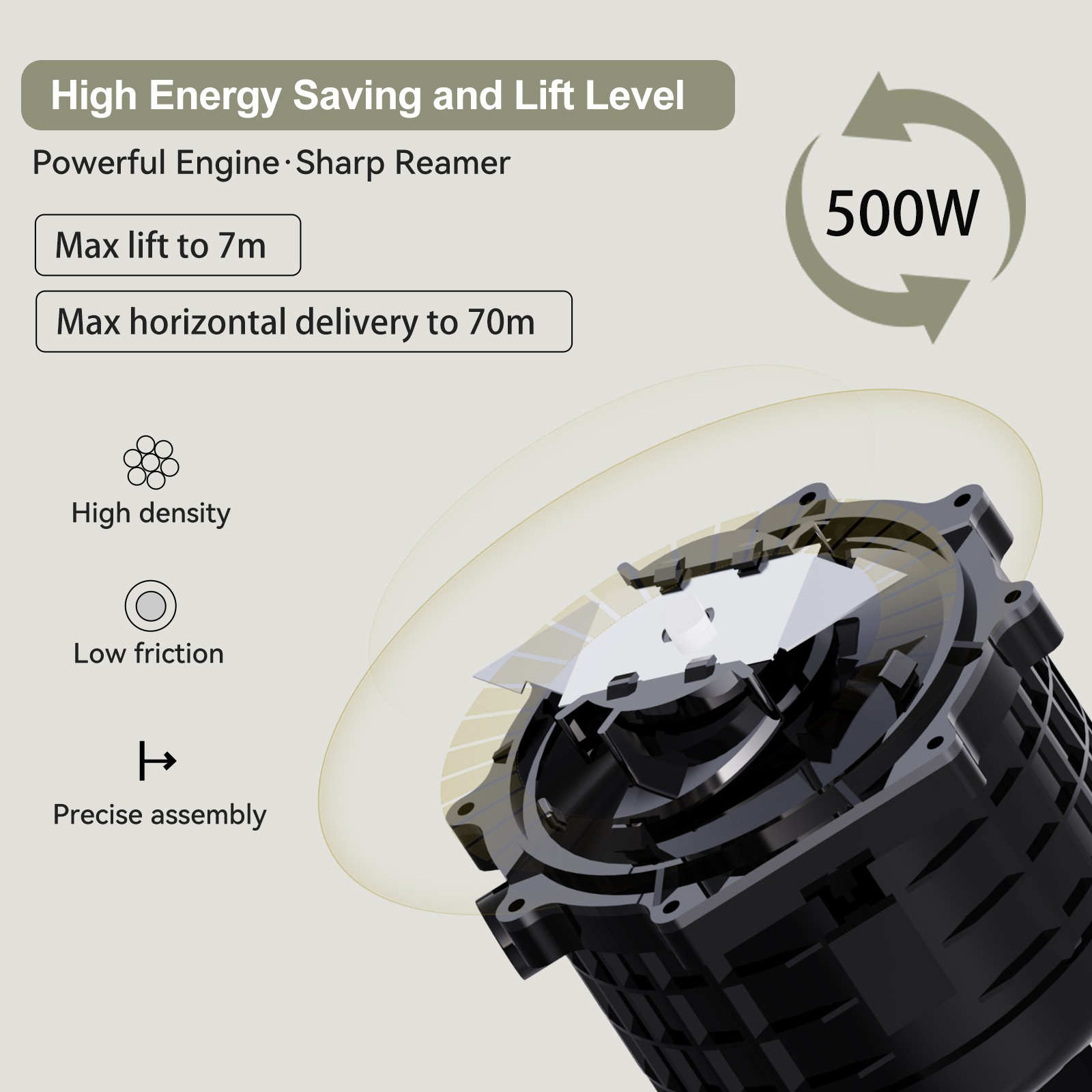 500W Macerating Toilet With 4 Water Inlet Two-piece Upflush Toilet for Basement