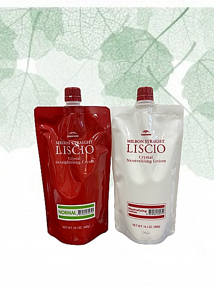 Milbon Liscio Crystal Straighteners Cream NORMAL Set 14.1 oz For Damage Hair