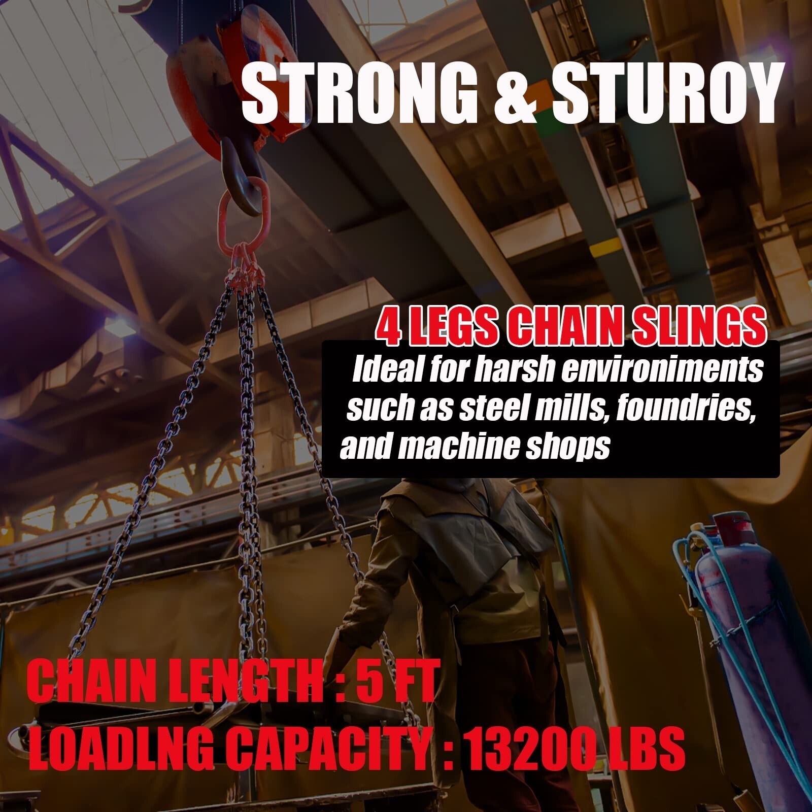 6 Ton 4 Leg Chain Sling, G80 Alloy Steel 4 Way Chain Slings Quadruple Leg Slings