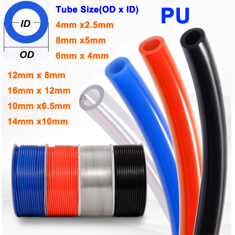 4mm-16mm Polyurethane Tubing Pneumatic PU Pipe Tube Hose Air Chemical Fuel Oil