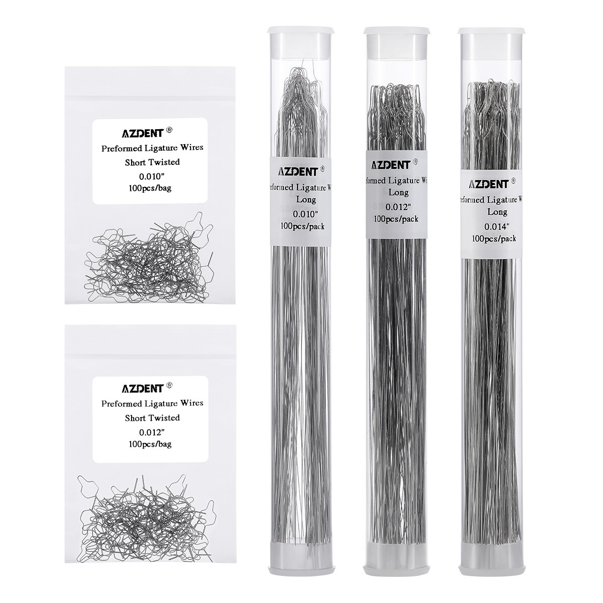 Alambre de Ortodoncia Dental Preformado Ligadura Ataduras Acero Larga Corta Tors