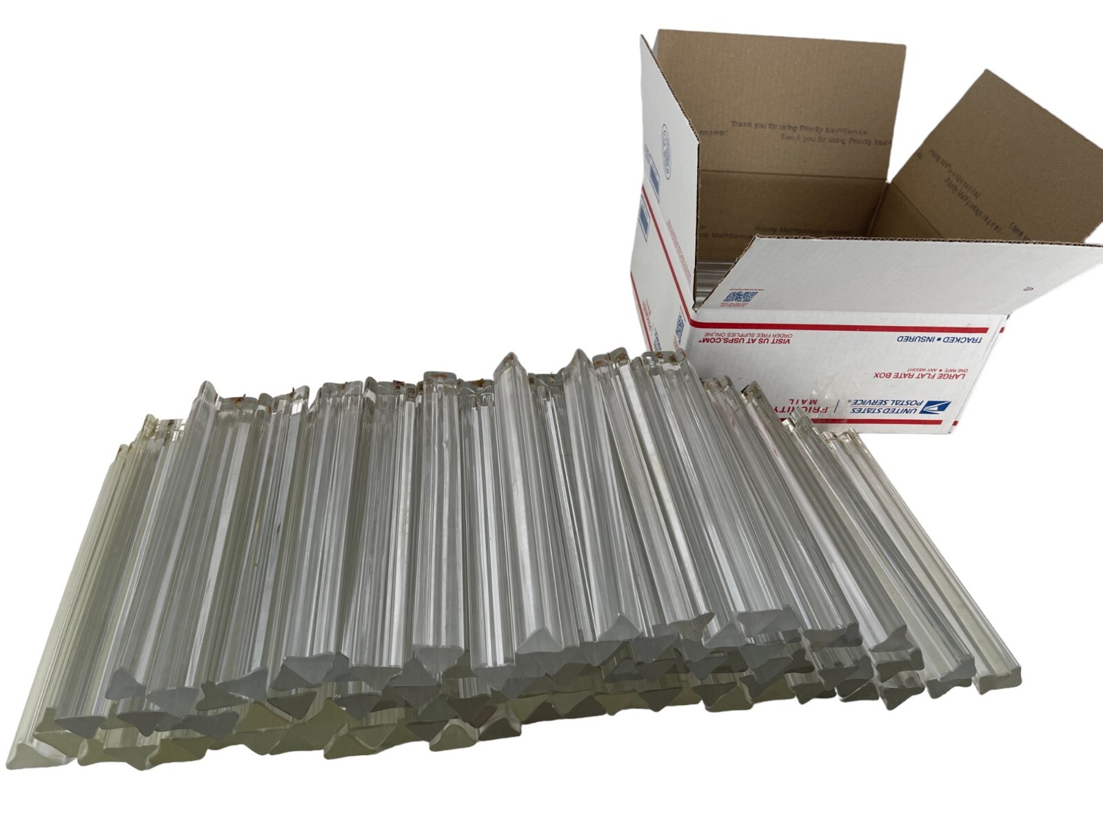 Lot Of 20 Glass Tri Lobe Rods Part Replacement For Chandeliers 11” Long