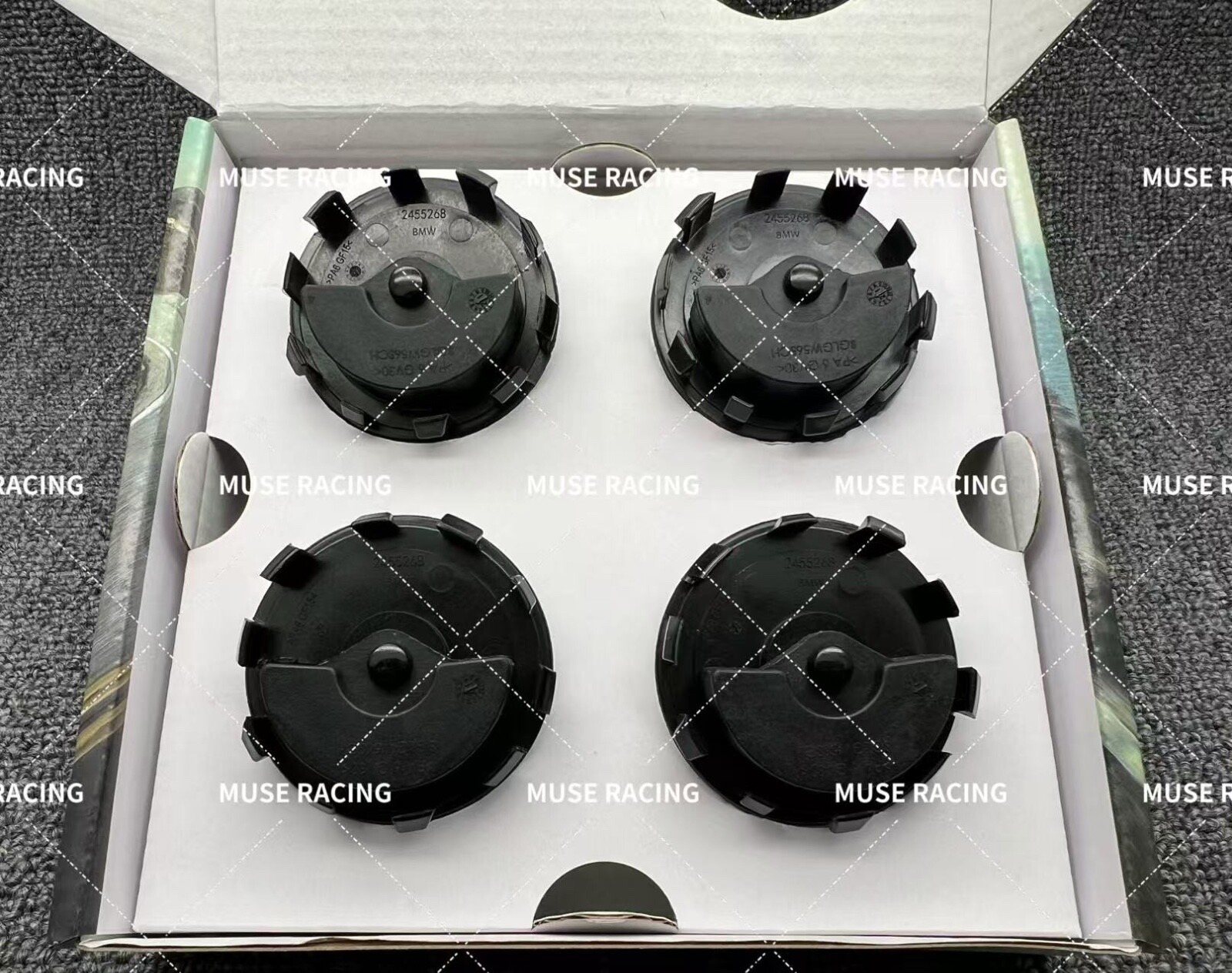 Genuine BMW Black White Floating Alloy Wheel Center 56mm 68mm Hub Caps