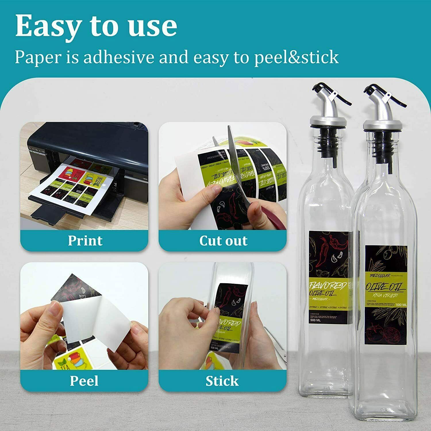 Glossy White Printable Vinyl Sticker Paper for Inkjet Laser Waterproof US STOCK!