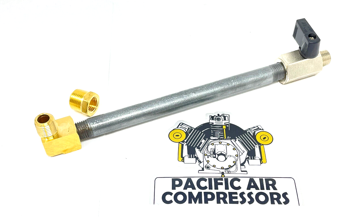 AIR COMPRESSOR TANK DRAIN EXTENSION KIT 1/4'' MPT X 6'' LONG