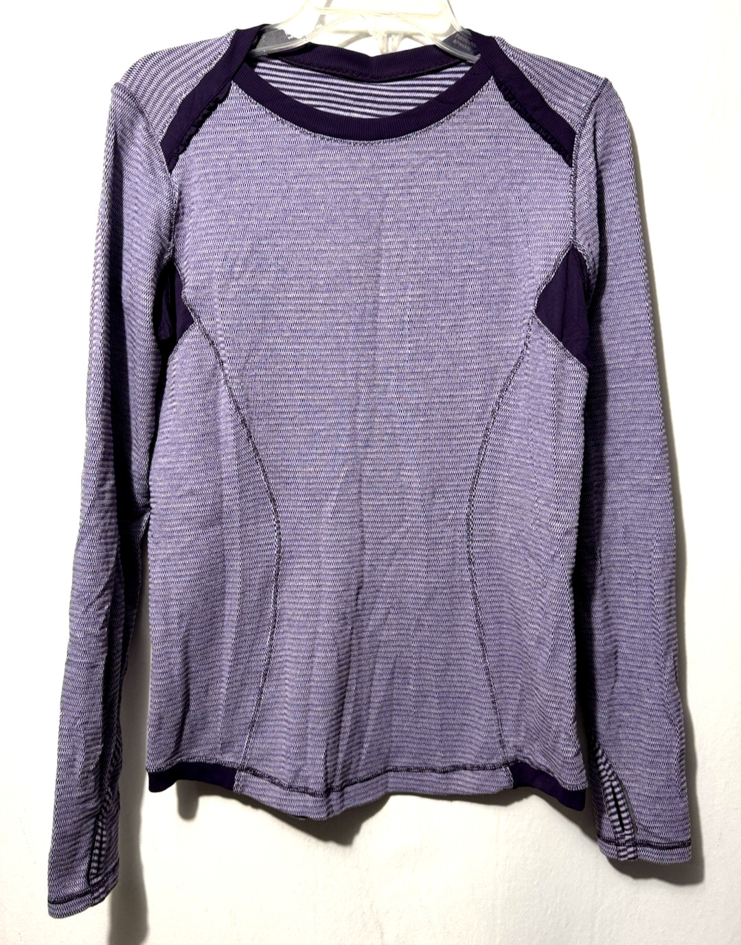 Lululemon Performance Base Layer Running Top Shirt Striped Size M/L Purple