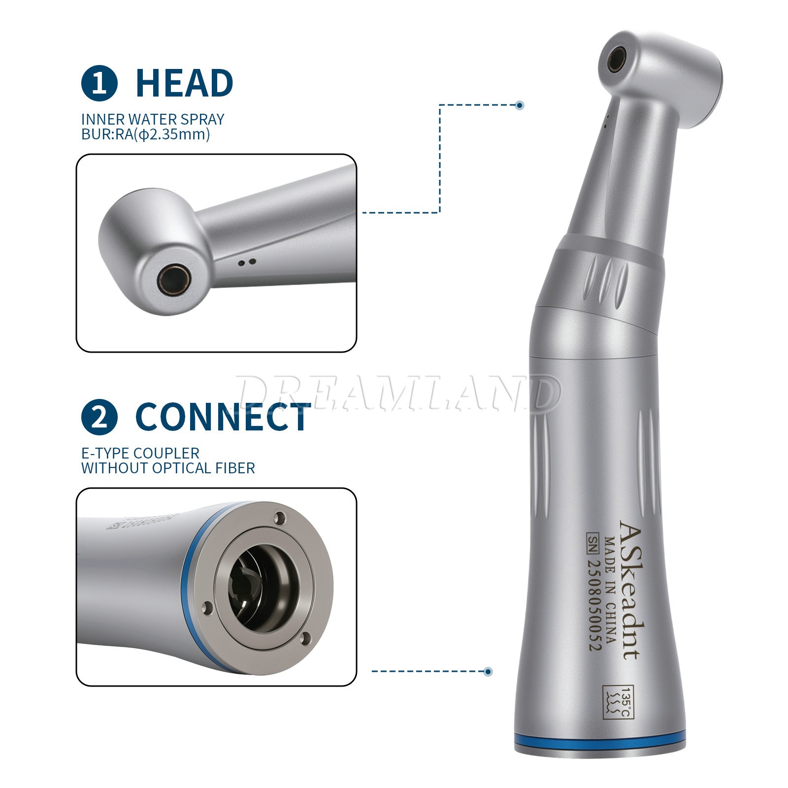 Dental Slow Speed Handpiece Inner Water Contra Angle/ Straight/ Air Motor 4-Hole