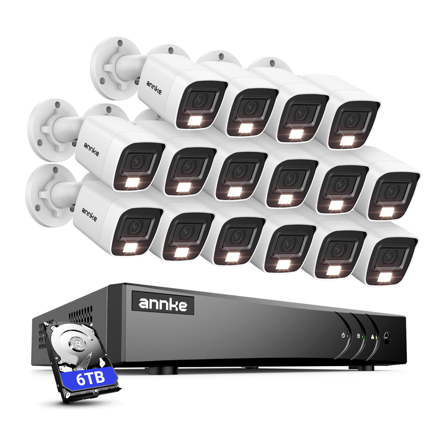 ANNKE 16CH 5MP Lite DVR 1080P CCTV Security Camera System AI Color Night Vision