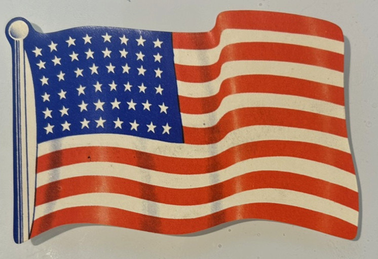 Vintage Conoco Station 48 Star USA American FLAG Decal Sticker Greenwood Service