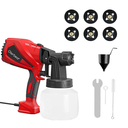 600ML Paint Sprayer HVLP Electric Spray Paint Gun with  Container Red