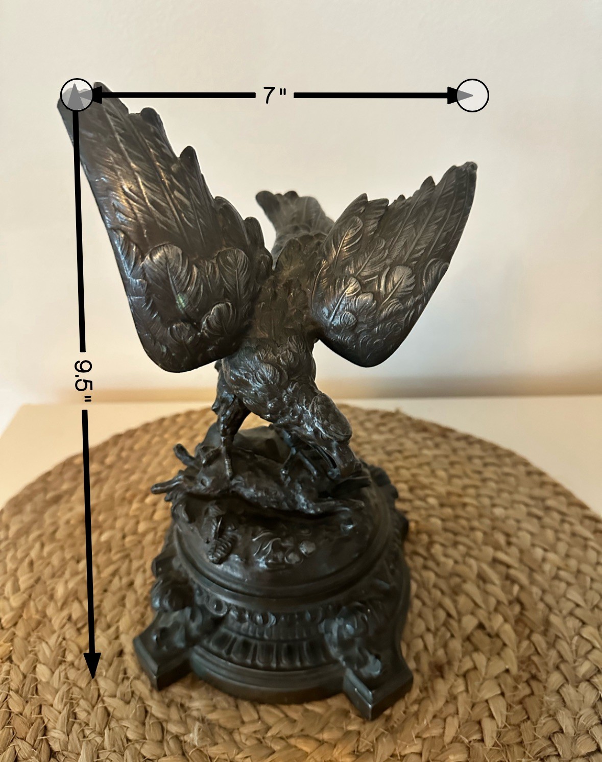 Antique French Bronze Eagle (?) Attacking Hare 9.5” Style of Jules Moigniez