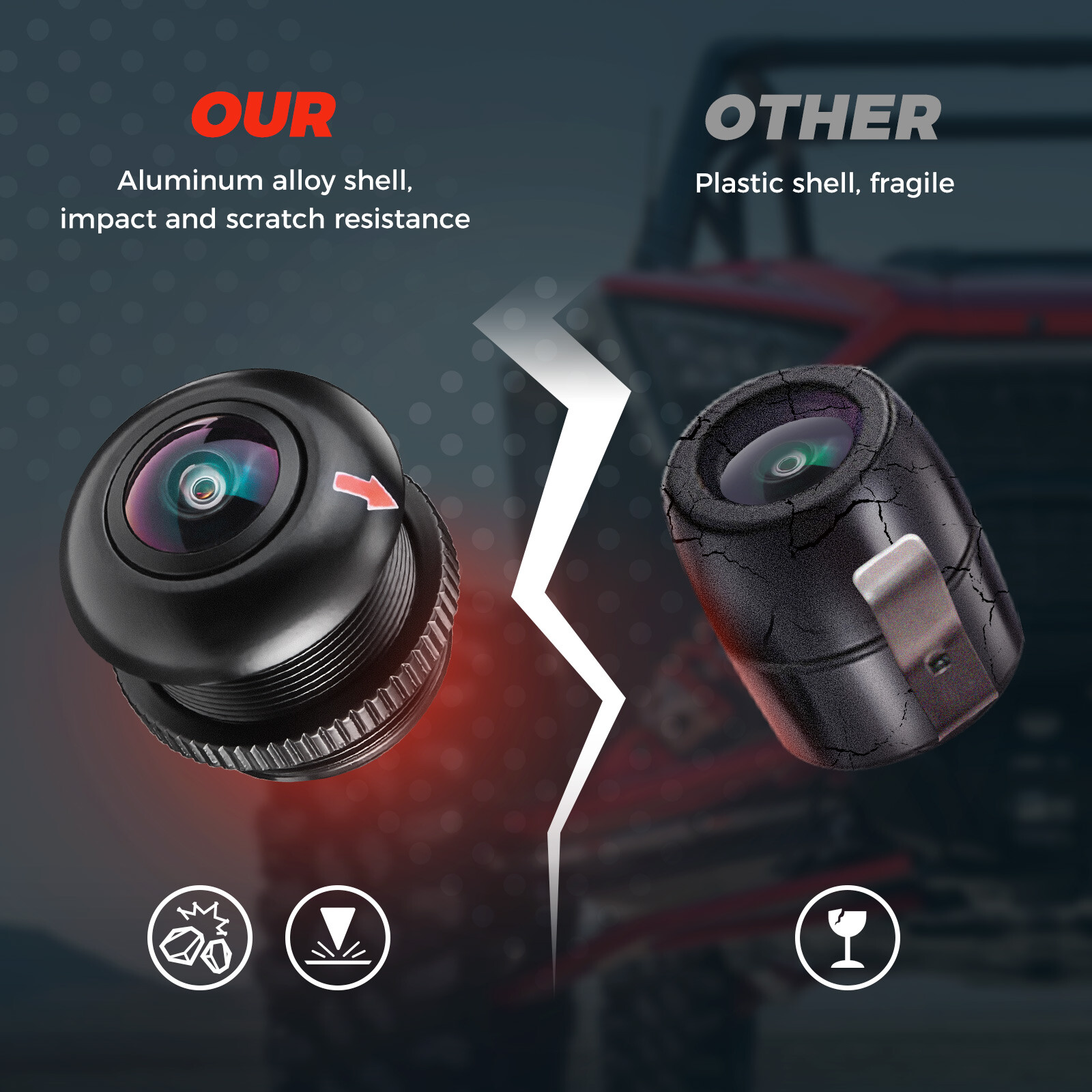 KEMIMOTO UTV Front Camera Kit for Polaris RZR PRO XP/ R XP 1000 Turbo 2019-2024