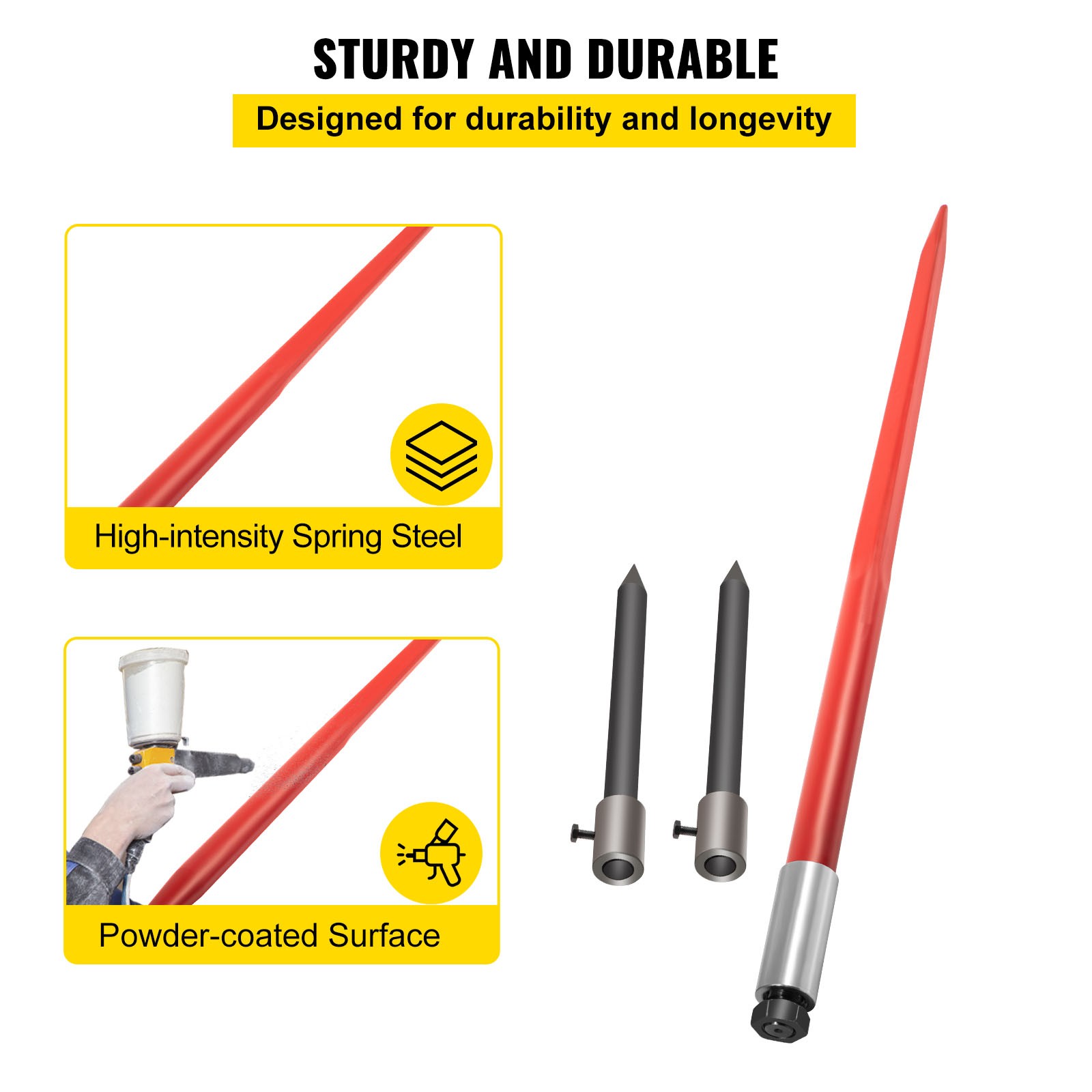 VEVOR 49" Hay Bale Spear 3000 lbs Capacity with Nut and Sleeve