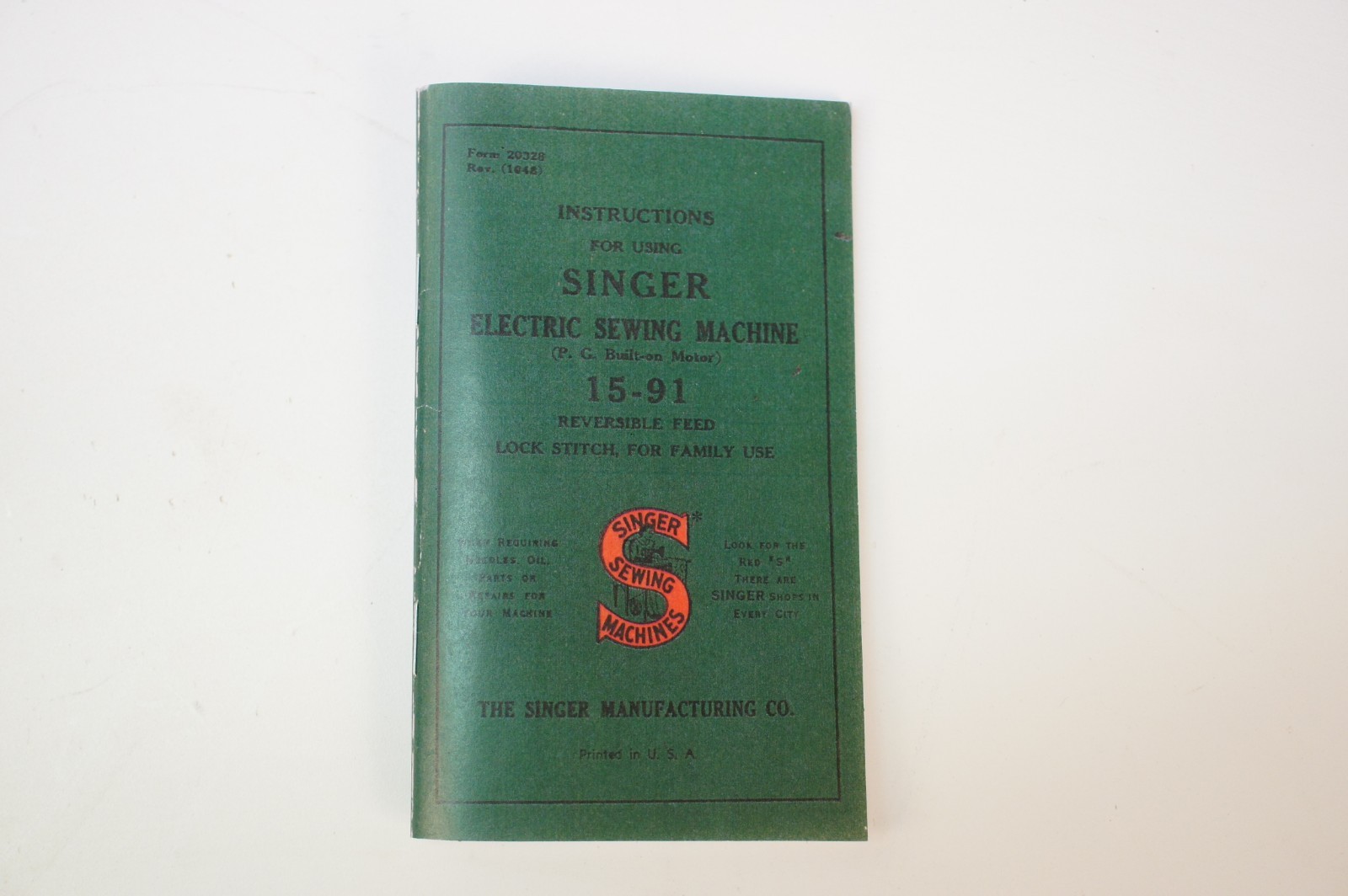 Singer 15-91 Console Desk Sewing Machine Owner's Manual Instruction Booklet