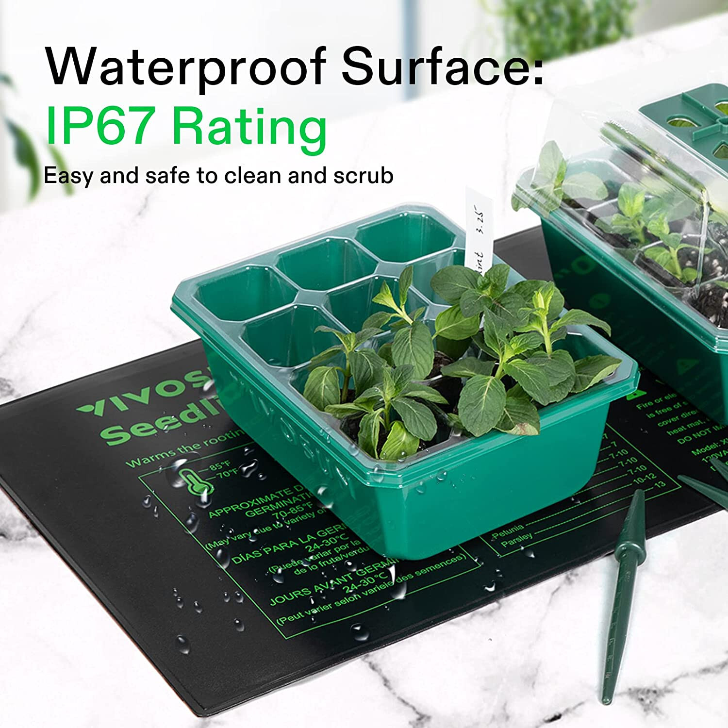 VIVOSUN 6-Pack Seed Starter Trays w/ 10"x20.75" Seedling Heat Mat