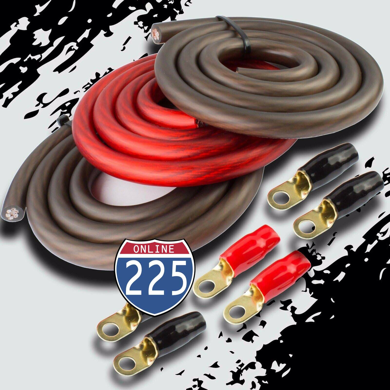 BIG 3 Upgraded 1/0 AWG Gauge Red & Black Alternator Electrical Wiring Combo Kit