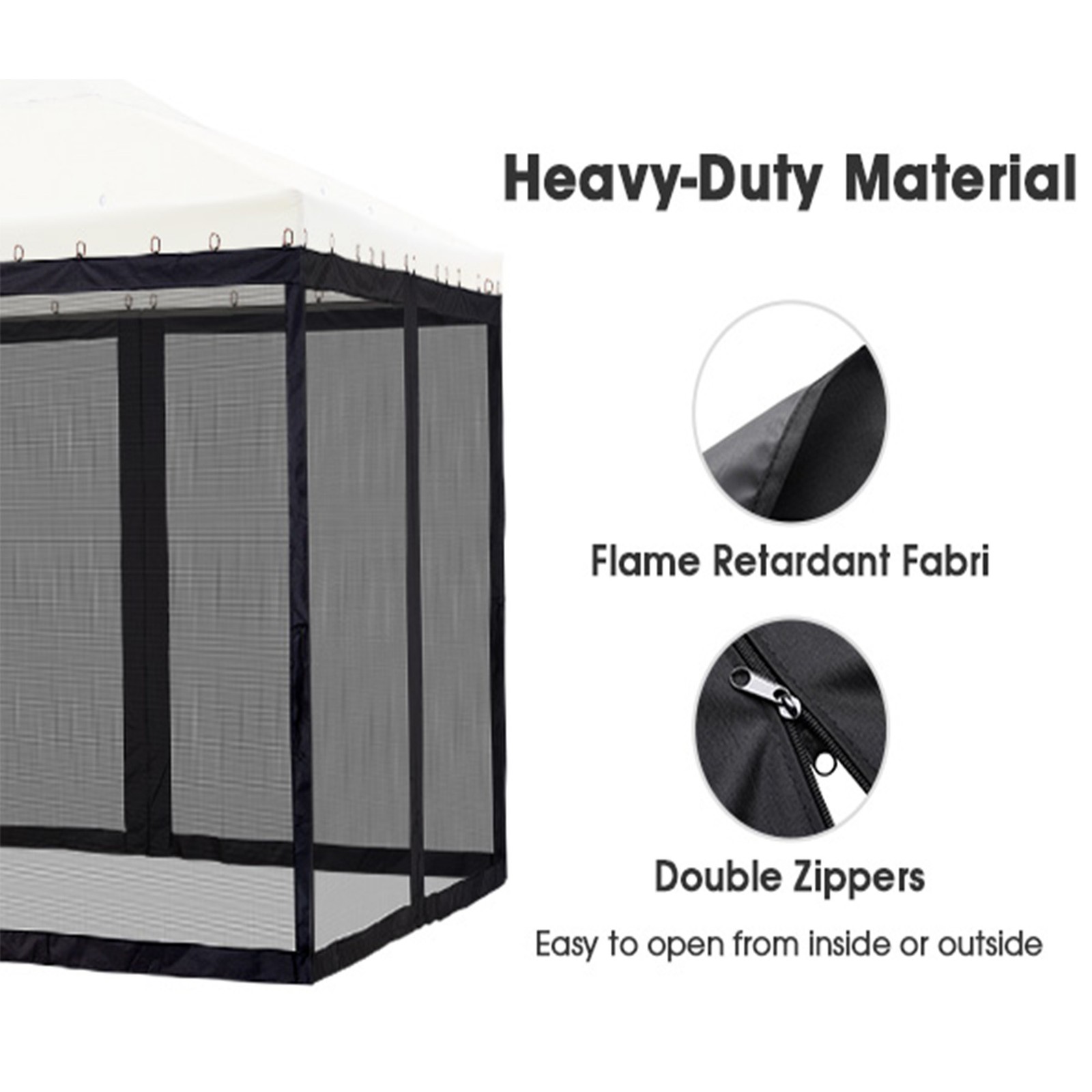 Yescom 10x12ft Gazebo Replacement Mosquito Netting with Zipper for Canopy