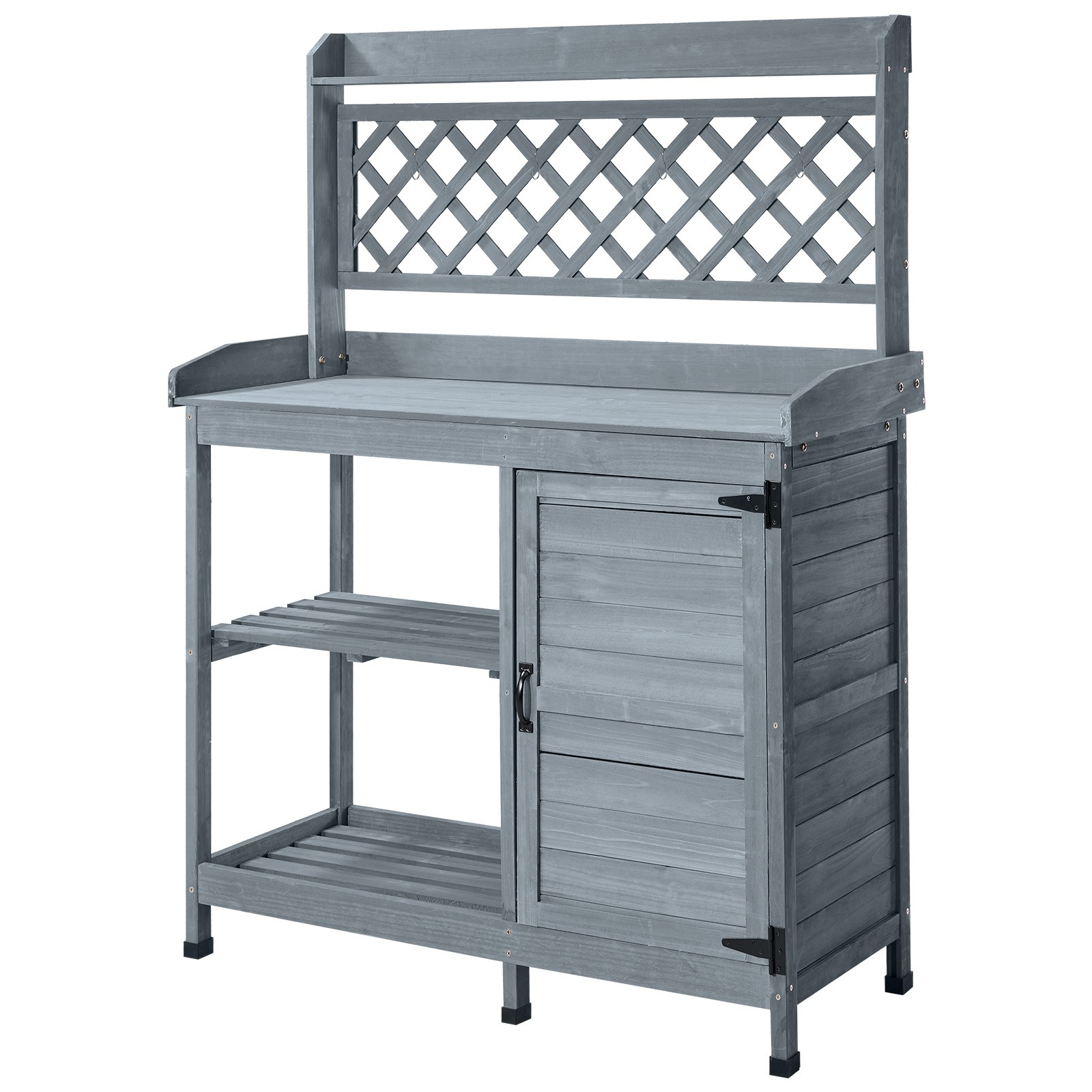 Uimoso Outdoor Wooden Gardening Table with Storage and Shelves