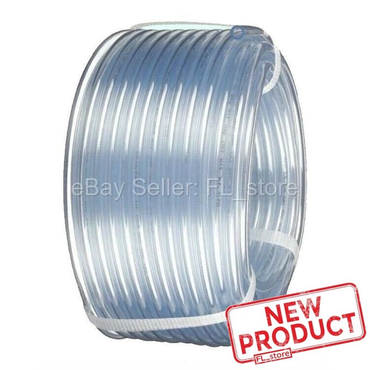 100 Feet Clear Plastic Tubing 1/4" ID x 3/8" OD Flexible Roll PVC Tube NEW