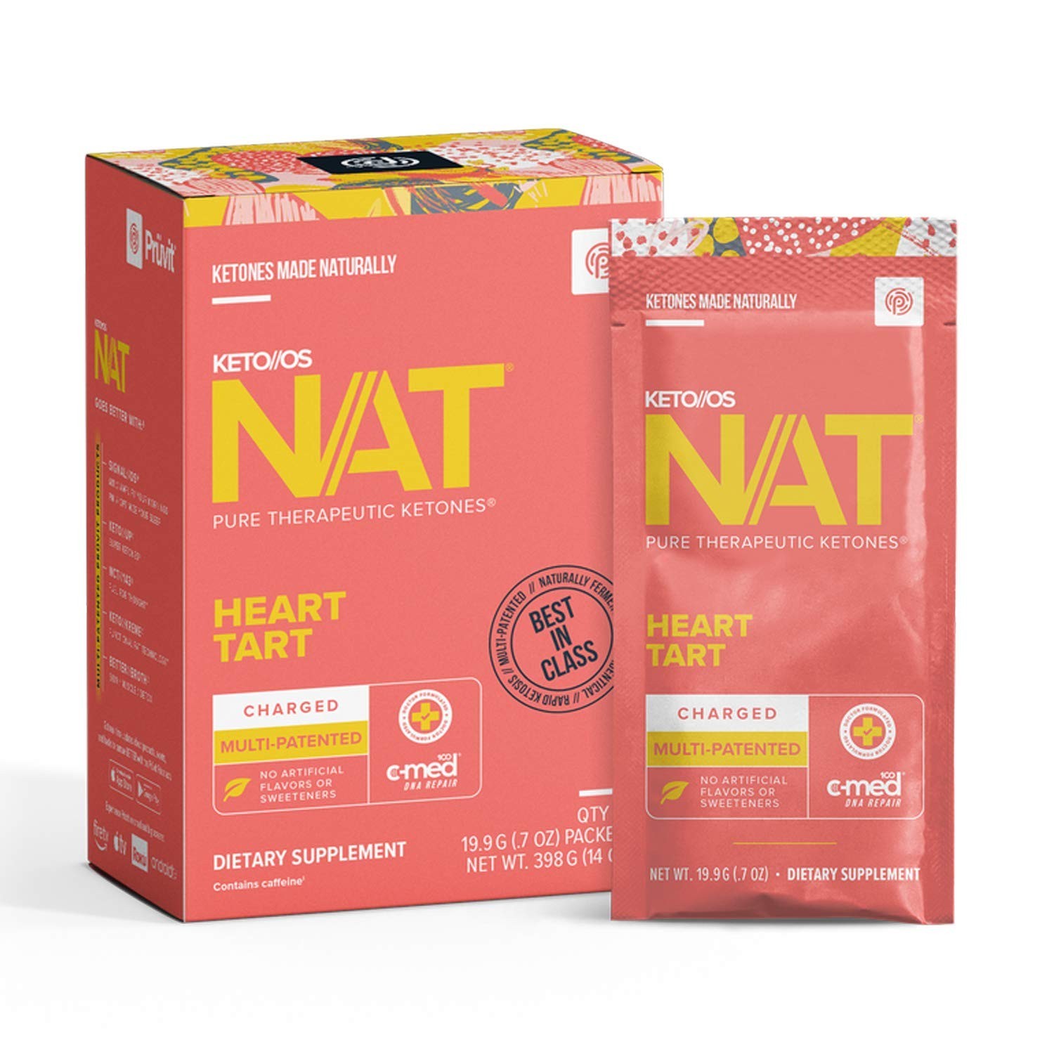 PRÜVIT Keto OS NAT Heart Tart Keto Supplements – Charged – 20 Count Exp 03/2027
