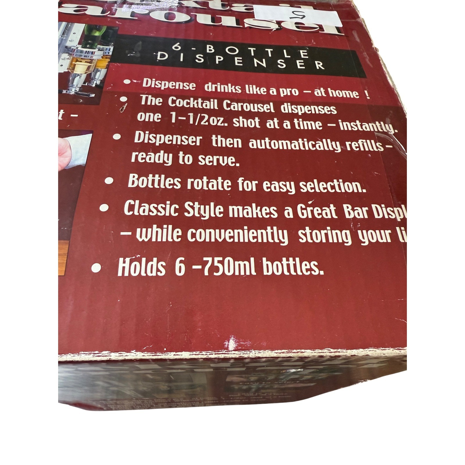 Cocktail Carousel 6 Bottle Liquor Dispenser Bar Home Party Rotating Drink Mixer