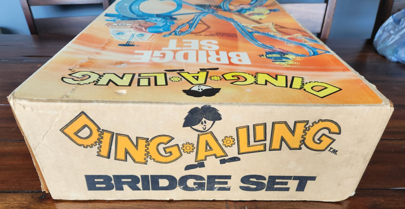 Ding-A-Ling Bridge Set 4 Robots 1971 Topper Toys Rare Working Metal Cam Powerpak