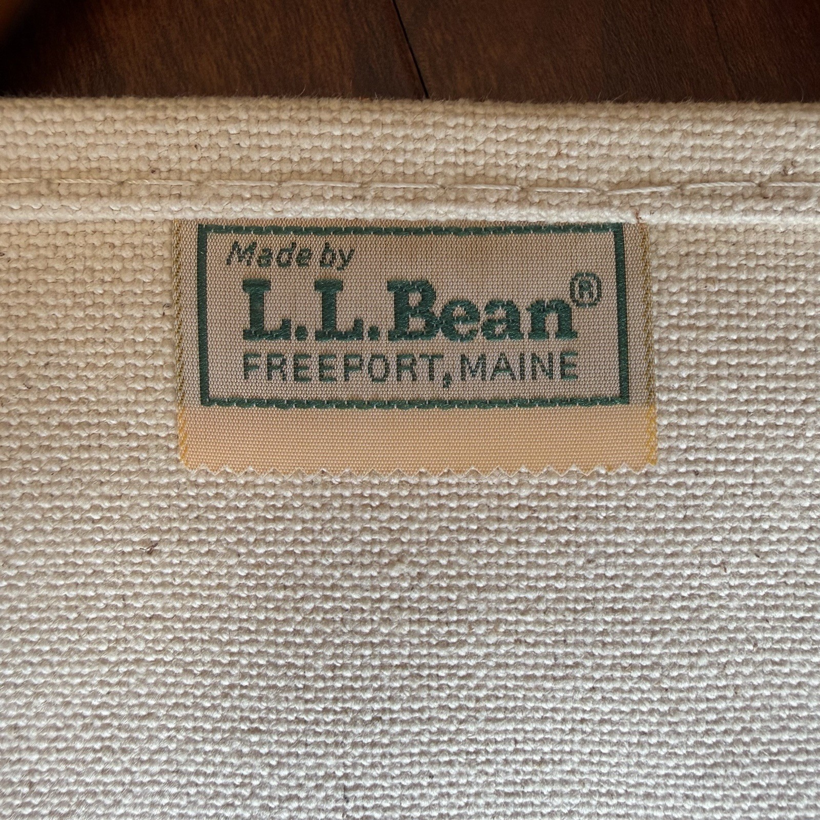 L.L.Bean Canvas Firewood Holder Carrier Pine Cone Design Leather Handles Vintage