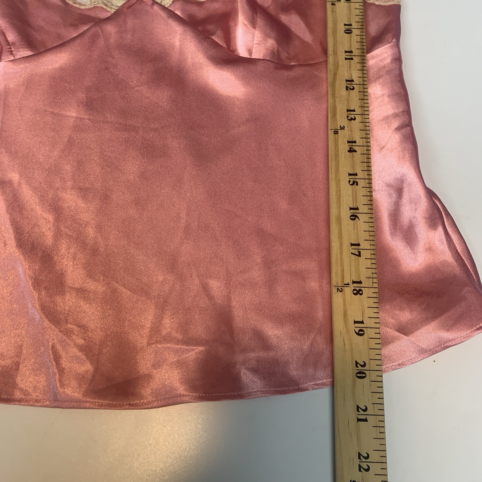 Small Babydoll Camisole Top Satin Lace Trim Pink Tan Coquette Dainty Y2K Fairy