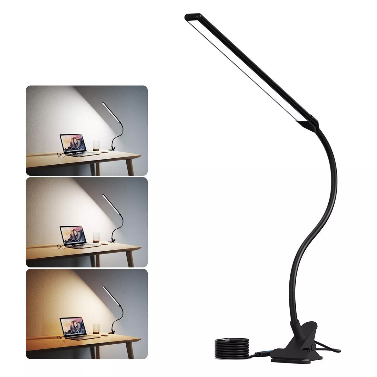 LED Desk Lamp Adjustable Swing Arm Lamp with Clamp Eye-Caring Reading Desk Light