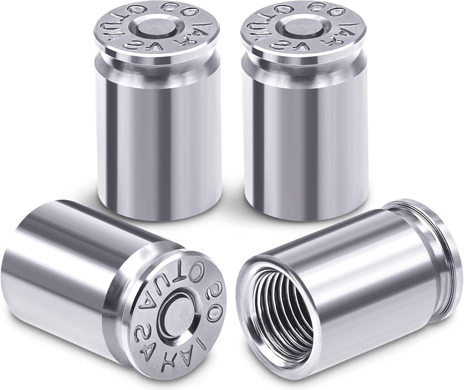 4PCS Bullet Shell Tire Valve Stem Caps, Aluminum Alloy Car Air Stem Cap, Univers