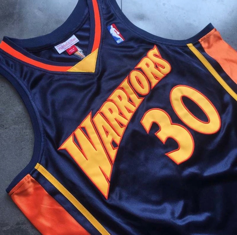 Golden State Warriors Stephen Curry blue retro vintage basketball jersey