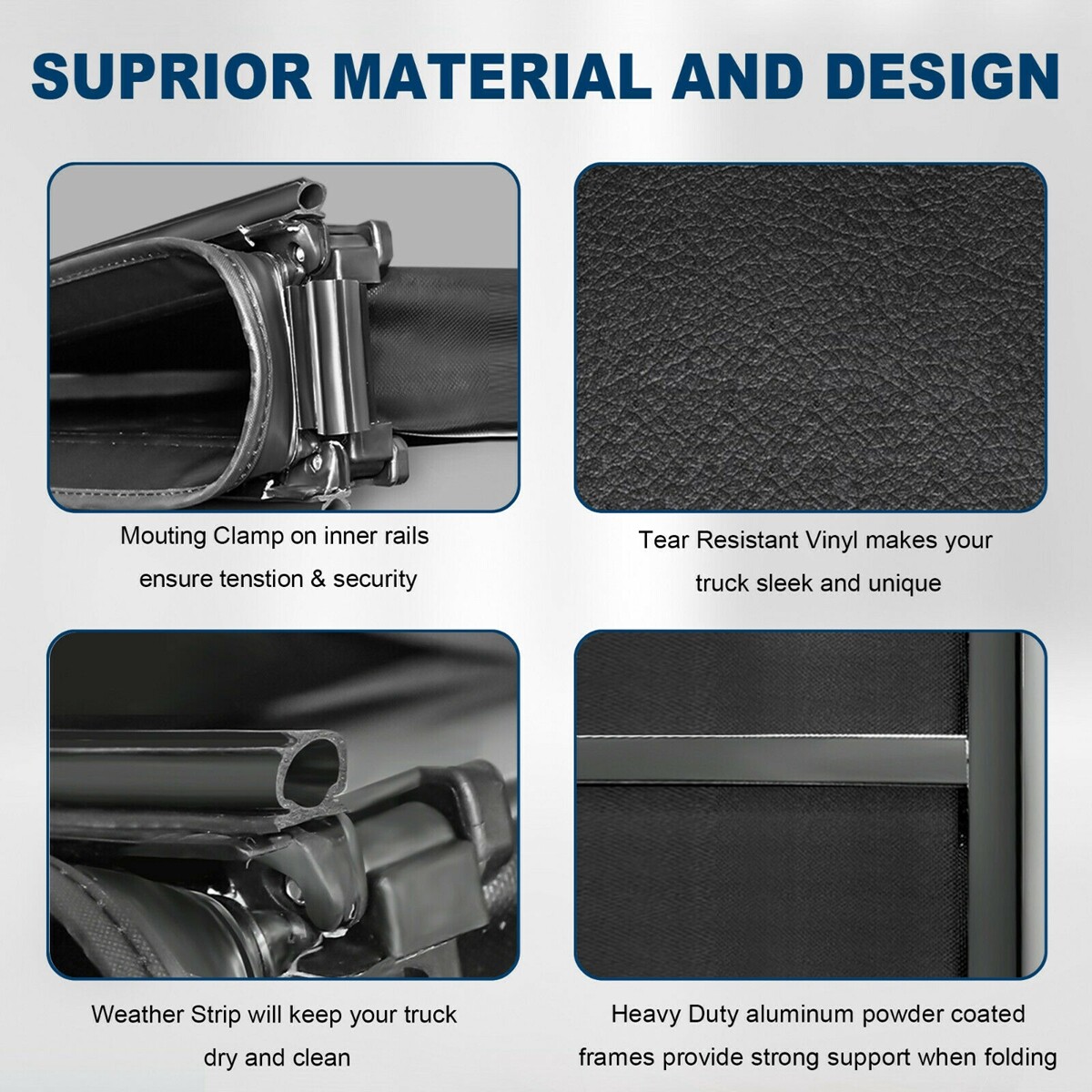 4-FOLD 6.4FT/6.5FT Bed Truck Tonneau Cover For 2003-23 Dodge Ram 1500 2500 3500