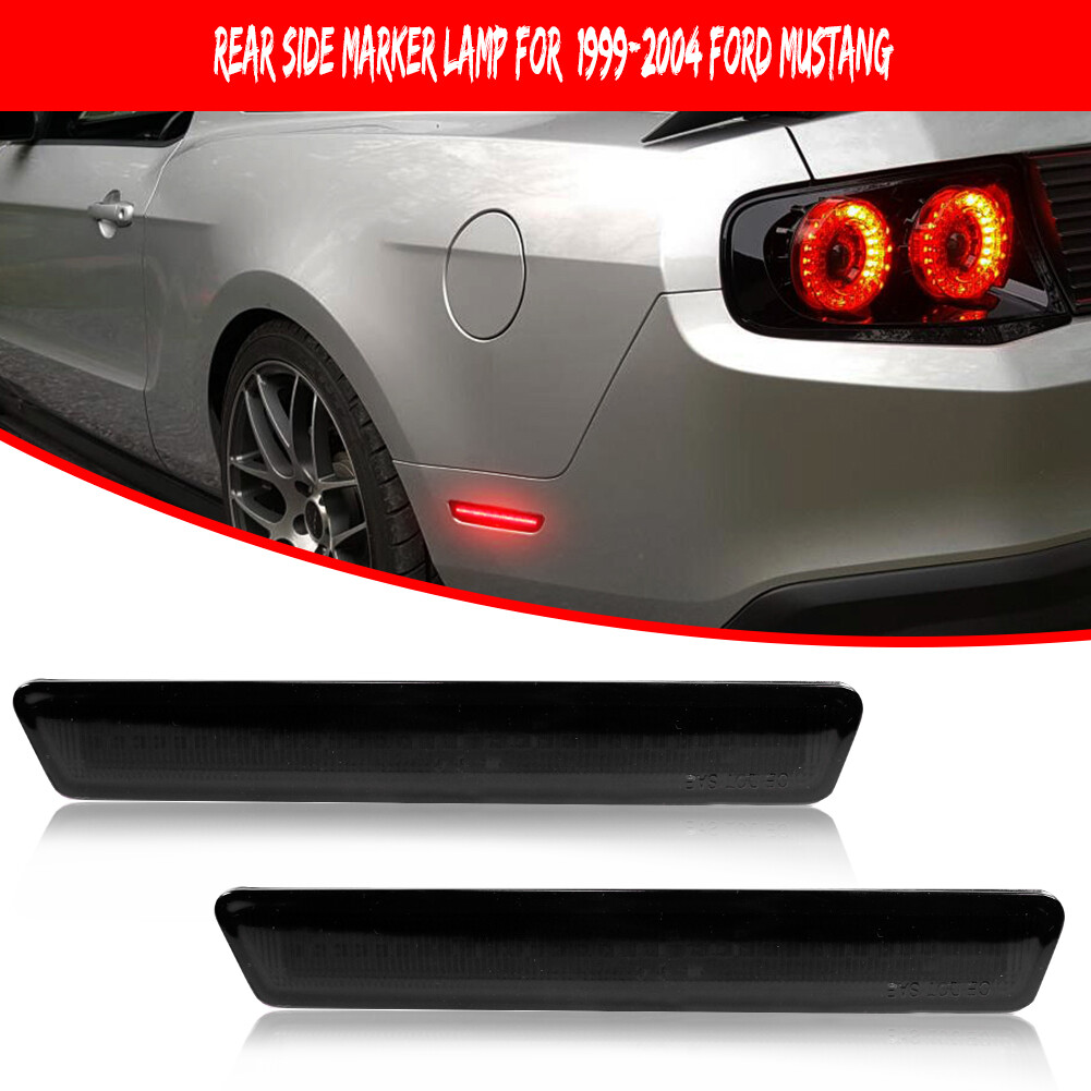 2Pcs Smoked Lens Rear LED Bumper Side Marker Lights For 1999-2004 Ford Mustang