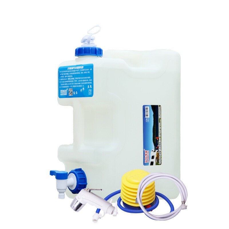 15 Liters Portable Outdoor Camping Shower Bucket With Foot Pump For Beach Hiking