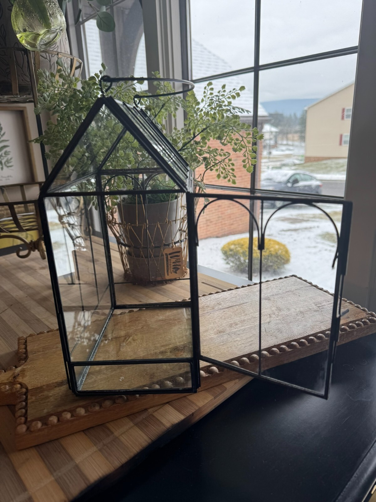 Antique Terrarium Glass w/ Metal Wardian Case Plant Container Miniature Garden