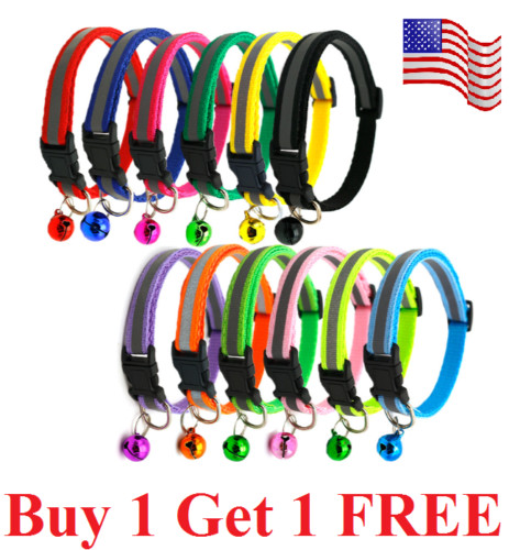 Adjustable Reflective Nylon Cat Collar Bell For kitten Small Dog Puppy Pet