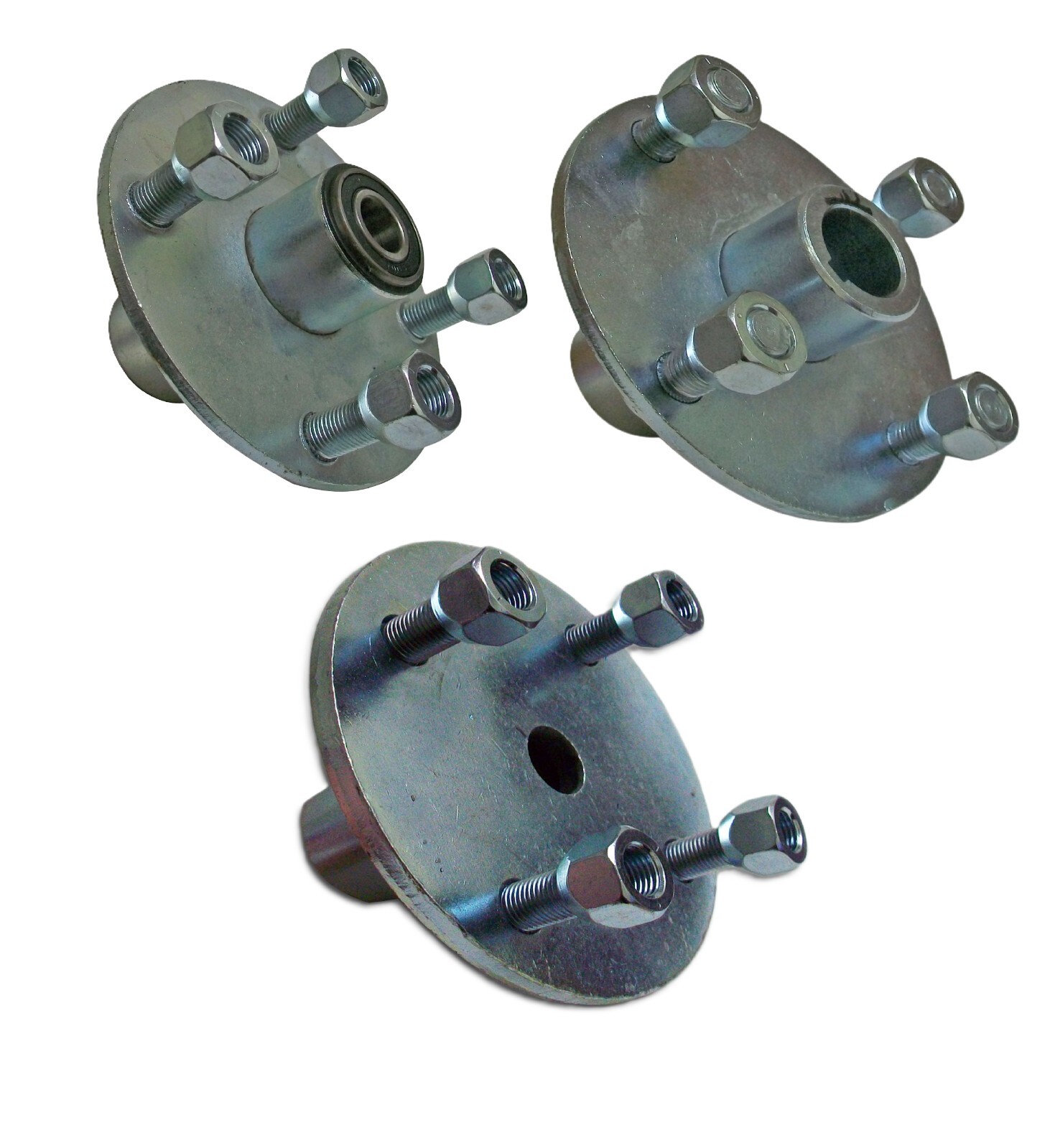 4 x 4 Wheel Hub 5/8" Bearings, 3/4", 1" Bore Galvanized 4" Bolt Circle Golf Kart
