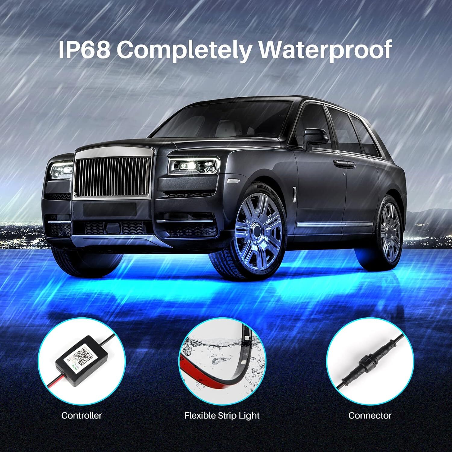 6PCS Double Row LED RGB Dream Lights Strip Neon Underglow LED Chasing Kit Remote